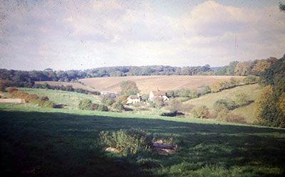 A view taken in the 1960s of   countryside near Henley   looking towards cottages.    Photo kindly provided by Roy Sadler.  