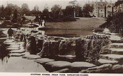 An old picture of the giant stepping stones in   Friar Park  .
