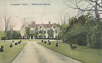 A view looking down the driveway to Harpsden Court.