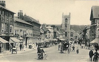   Hart Street   in Henley taken from the town centre crossroads looking towards   Saint Mary's Church  .