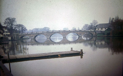 A view taken in the 1960s of   Henley Bridge   and the site to the right now occupied by the Henley Royal Regatta headquarters.    Photo kindly provided by Roy Sadler.  