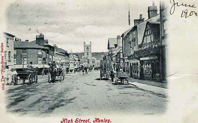 An old picture of   Market Place   looking toward   Hart Street   and   Saint Mary's Church  .