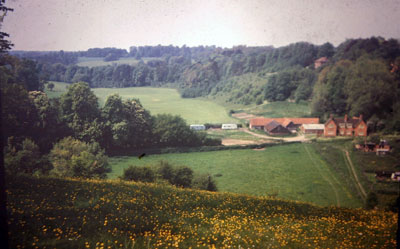 View taken in 60s shows what is now   Tilebarn Close   running alongside   Paradise Road  . In the distance are King James playing fields. To the right is Laud's Close.    Photo kindly provided by Roy Sadler.  