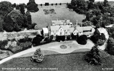 An aerial view of Remenham Place, a large house located near Henley.